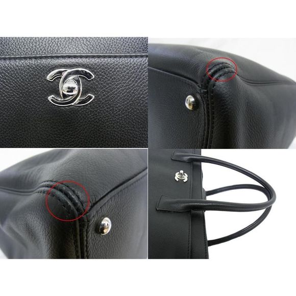 Chanel Executive Tote Bag Soft Caviar Skin Black Silver Metal Fittings Coco Mark - Picture 5 of 7